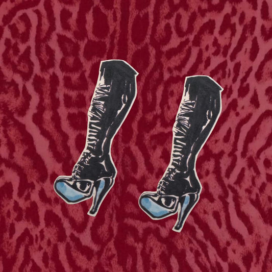 Lace up Thigh High Boots - Stickers