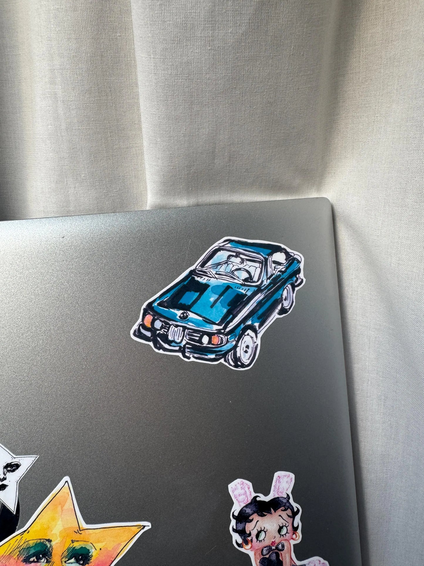 Vintage Blue Car Sticker