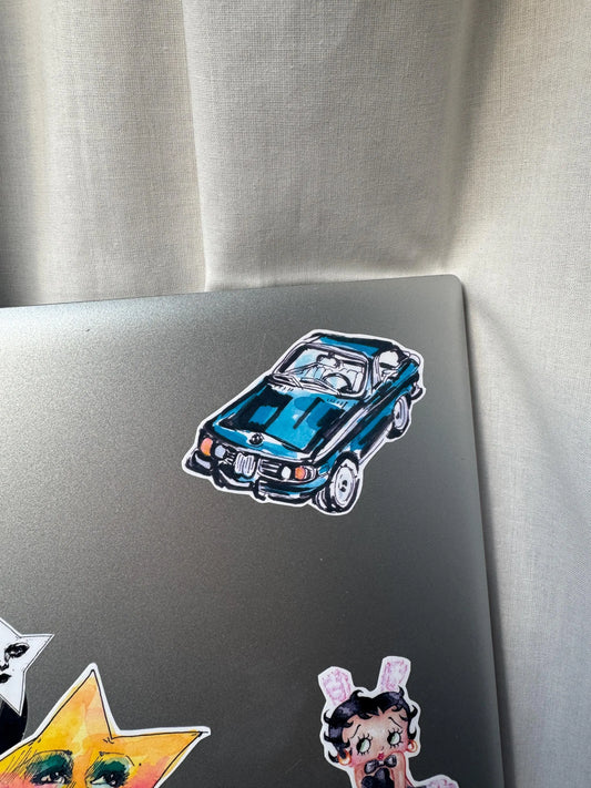 Vintage Blue Car Sticker