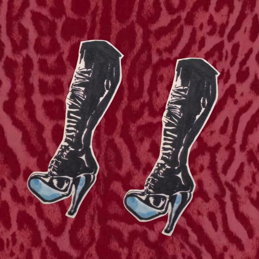 Lace up Thigh High Boots - Stickers